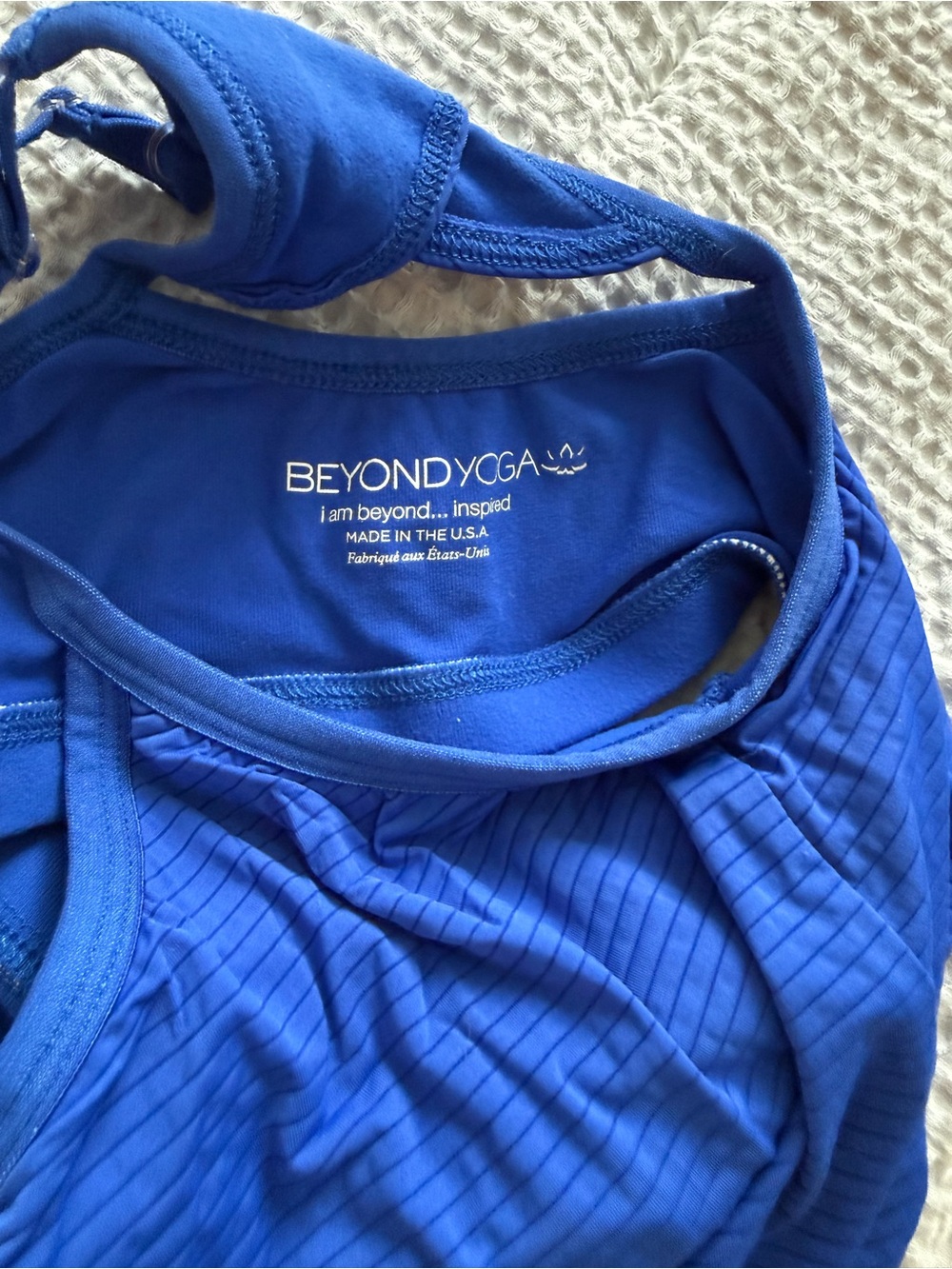 Beyond Yoga Bright Blue Ribbed Racerback Tank - Picture 2 of 3